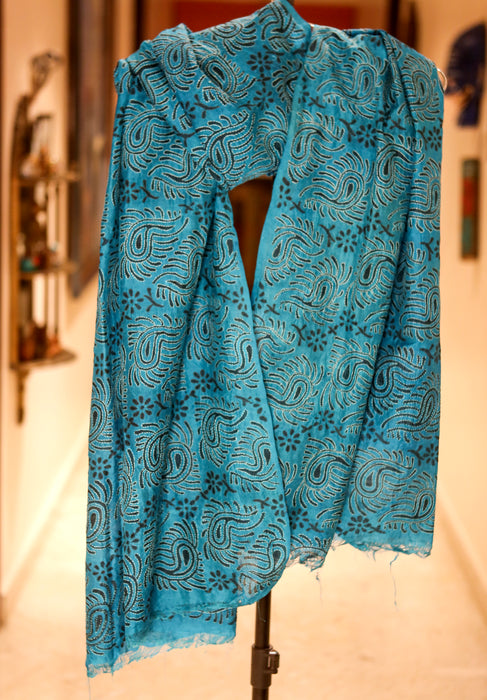 Kantha Stitched Dupatta on Silk Base