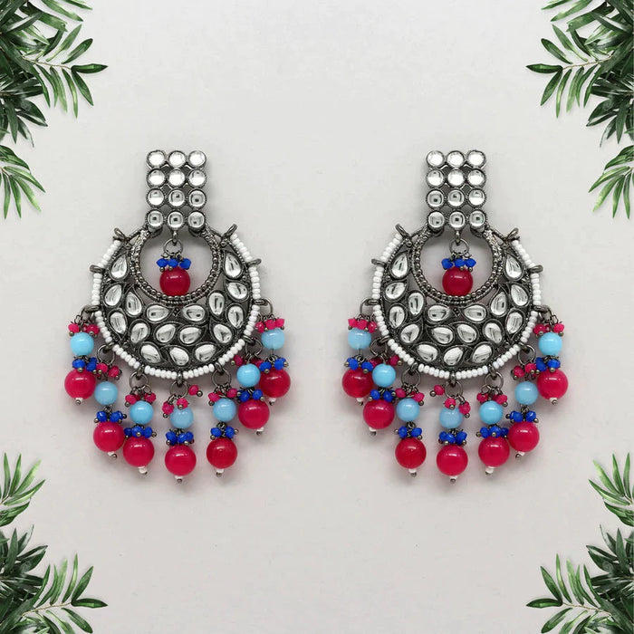 Rani Color Kundan Earrings (KDE425RNI) - Rani