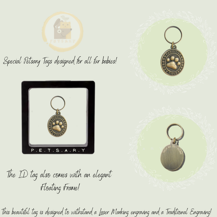 PAWSITIVE VIBES Engraving Pet Tag with a Floating Frame!