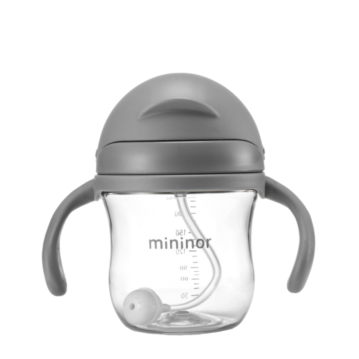 Mininor - Straw Bottle Tritan 220ml Grey Seal