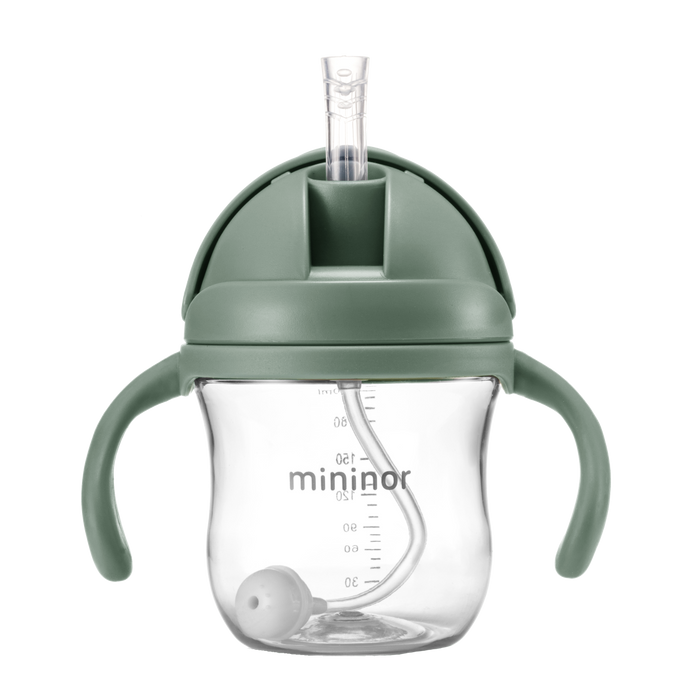 Mininor - Straw Bottle Tritan 220ml Willow Green