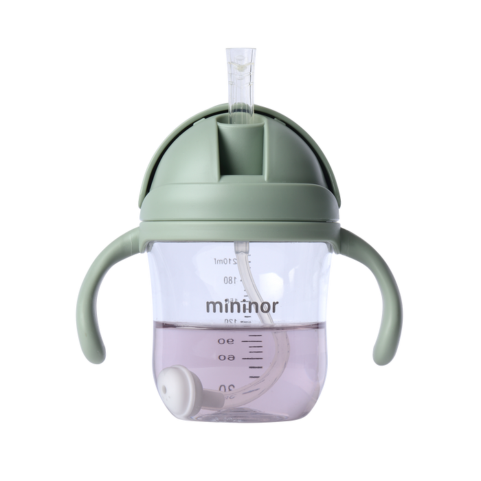 Mininor - Straw Bottle Tritan 220ml Willow Green