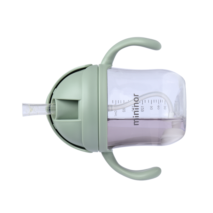 Mininor - Straw Bottle Tritan 220ml Willow Green