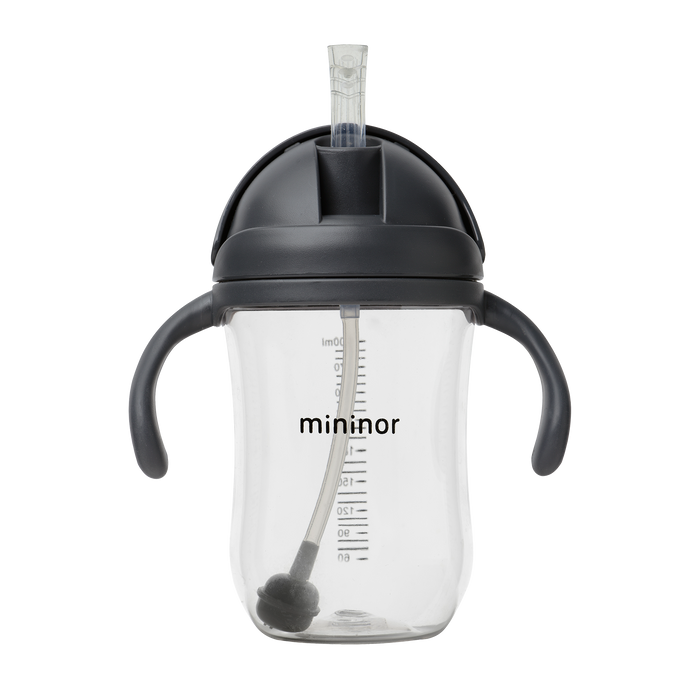 Mininor - Straw Bottle Tritan 330ml Black Raven