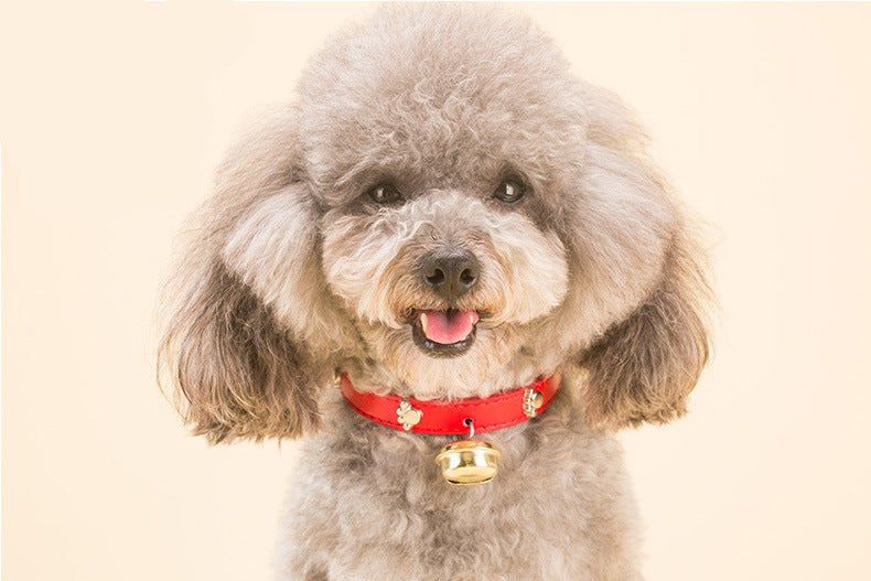 Exquisite PU Leather Cat/Dog Cow Bell Collar: Adorned with Bone Studs