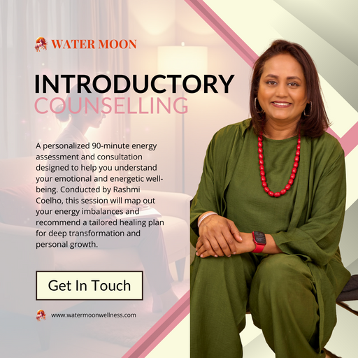 
WM | IHW: Service Images SEO Data
100%
B2

Portrait of Rashmi Coelho offering Introductory Counselling at Water Moon; a 90-minute personalized energy assessment session for emotional and energetic healing, set in a calm, candle-lit space.
 
 
 	
Portrait of Rashmi Coelho offering Introductory Counselling at Water Moon; a 90-minute personalized energy assessment session for emotional and energetic healing, set in a calm, candle-lit space.
Turn on screen reader support
To enable screen reader support, press 