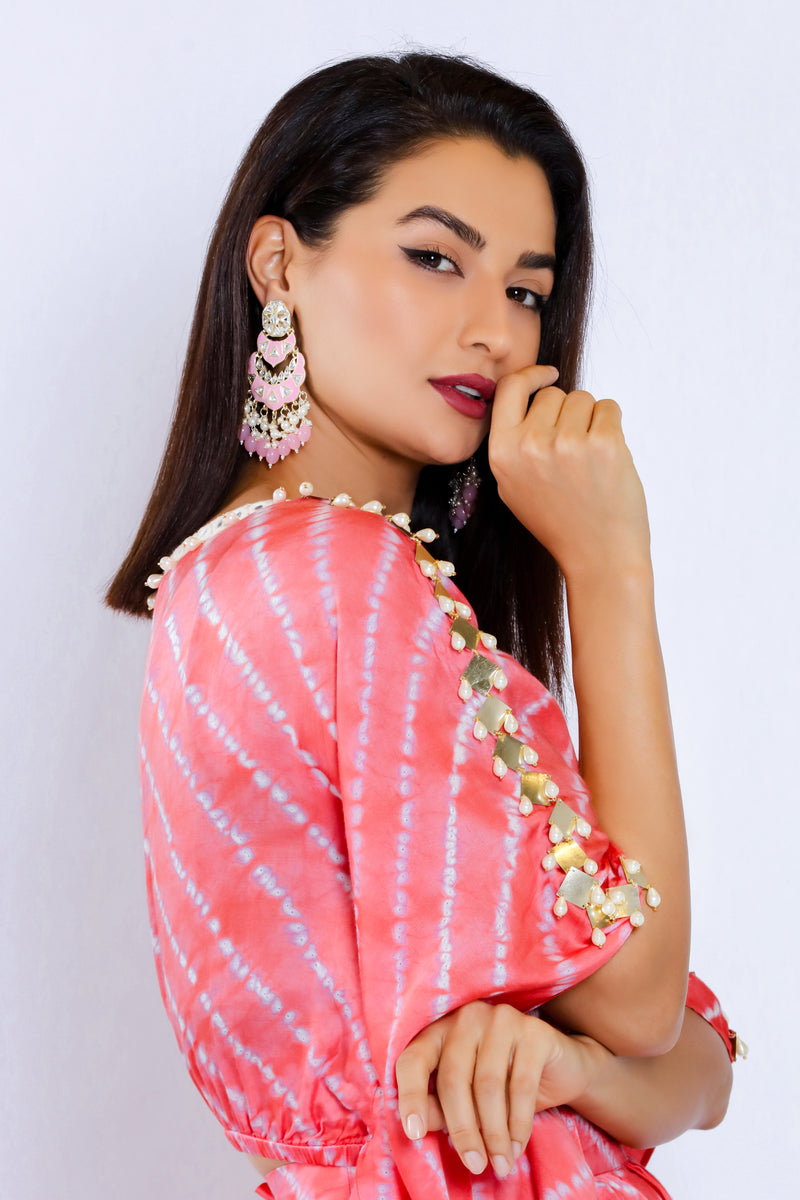 Pink Color Meenakari Earrings (MKE1778PNK) - Pink