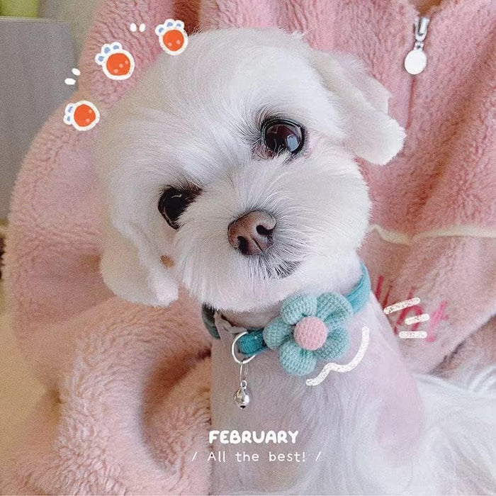 Cozy Blossom Plush Collar (Available colors - White & Green)