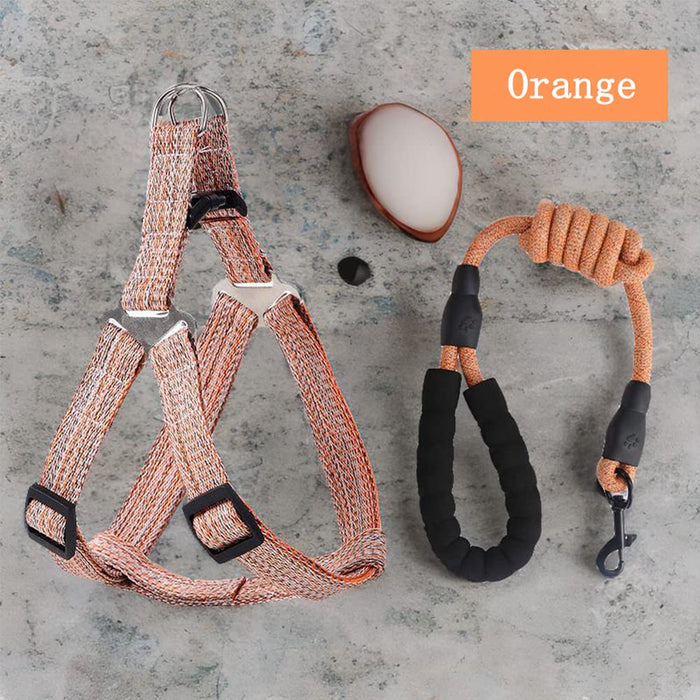 Strut Wag Pet Harness & Lead Set (Light Patterned Orange)