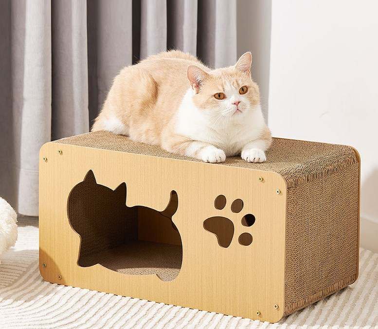 Enchanting Wooden Cat Scratcher & Nest
