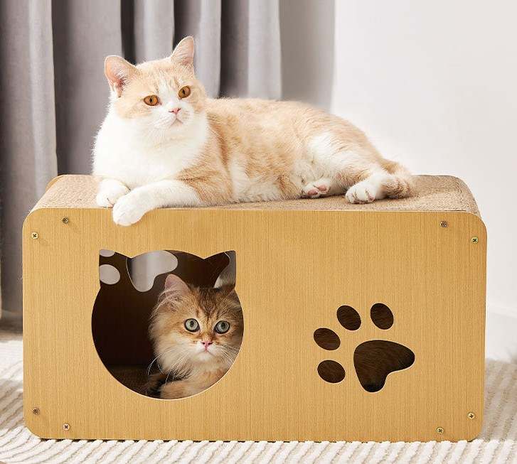 Enchanting Wooden Cat Scratcher & Nest