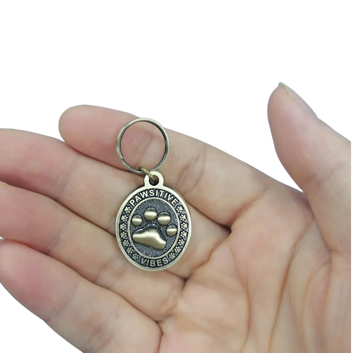 PAWSITIVE VIBES Engraving Pet Tag with a Floating Frame!
