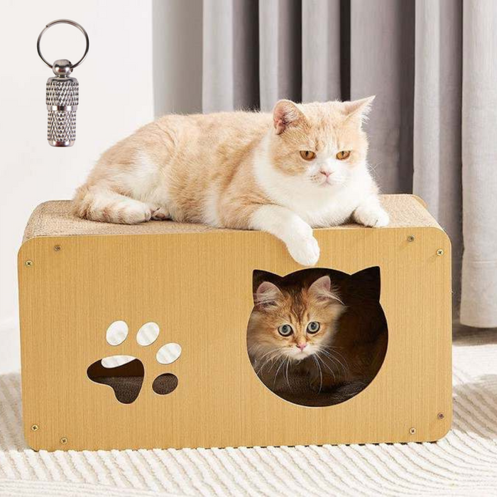 Enchanting Wooden Cat Scratcher & Nest