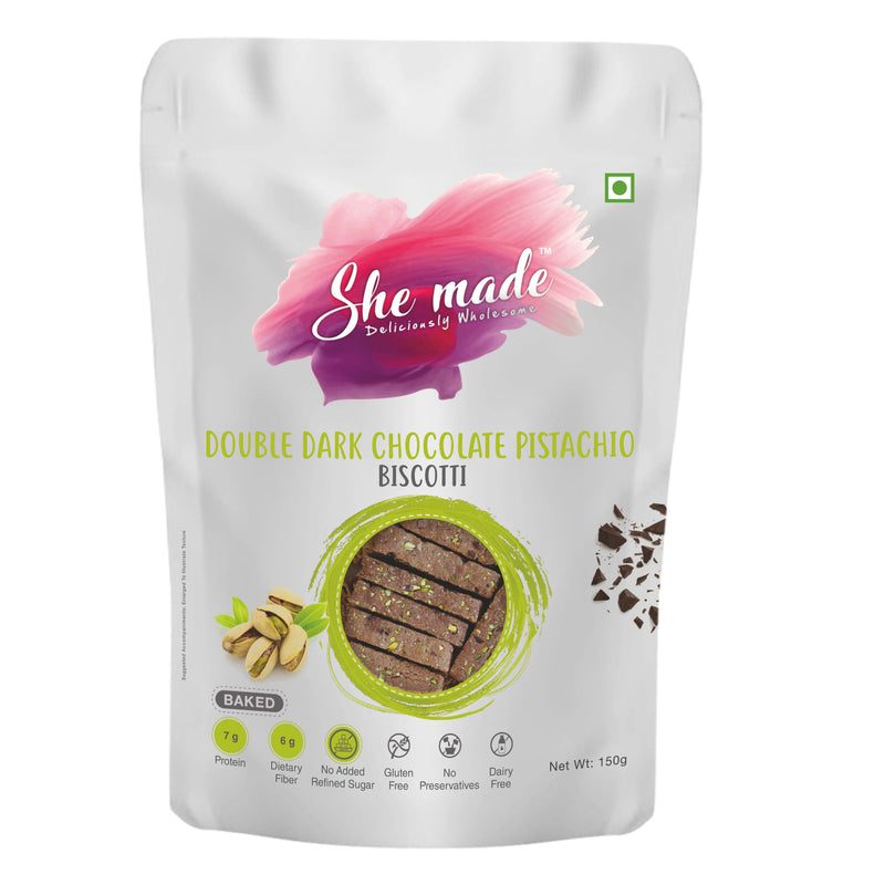 She Made Double Dark Chocolate Pistachio Biscotti 150g