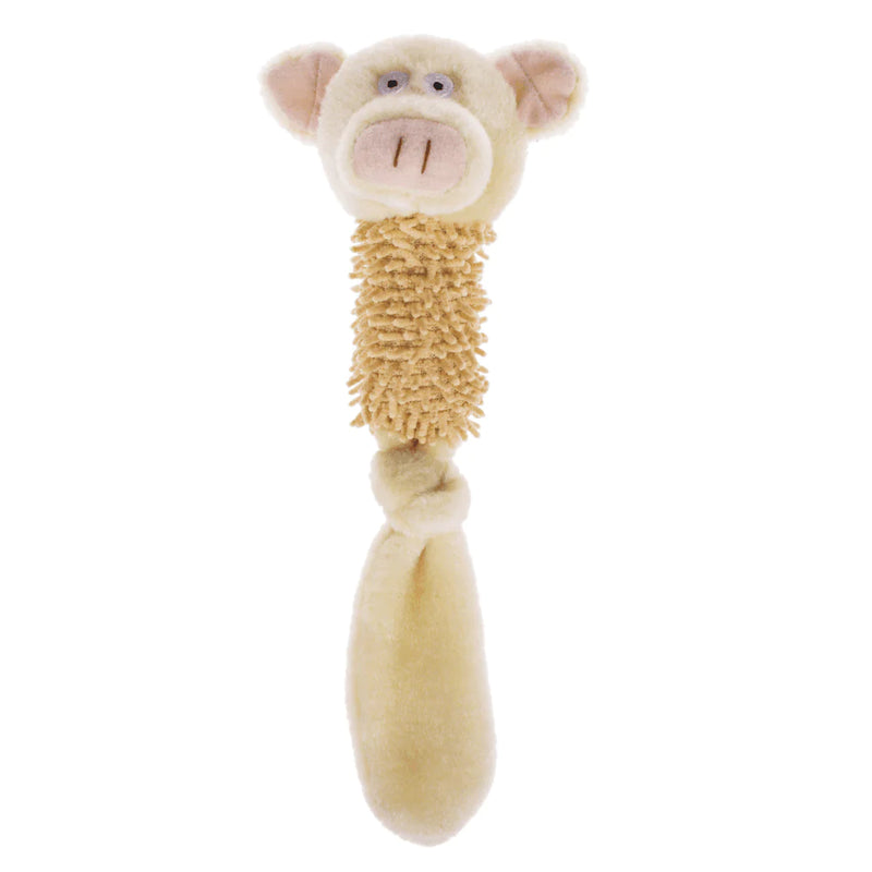 Chic Canine Comfort: 3-Piece Elegant Khaki Piggy Plush Dog Toy Set
