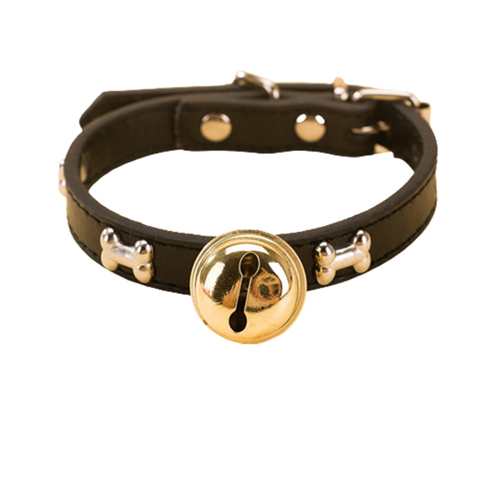 Exquisite PU Leather Cat/Dog Cow Bell Collar: Adorned with Bone Studs