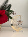 Golden acrylic 'Ramadan Kareem' crescent moon and star decorative stand for home decor or Ramadan gift.