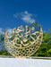 Golden acrylic 'Ramadan Mubarak' decorative stand – elegant Islamic home decor or Ramadan gift.