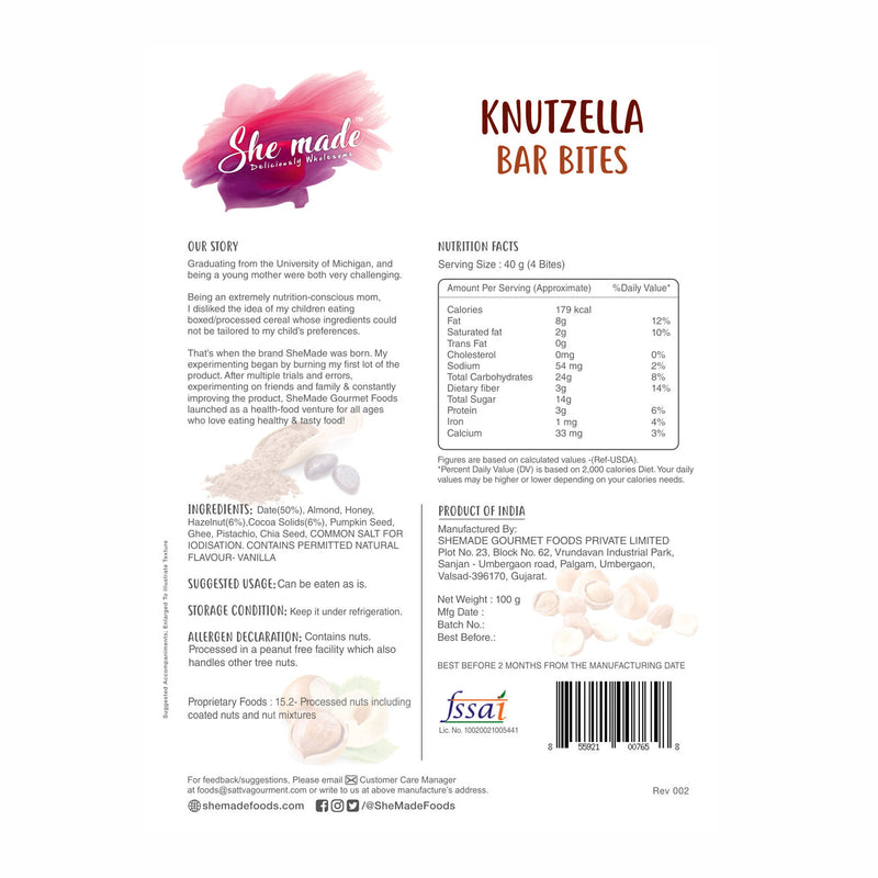 She Made Knutzella Bar Bites 100g