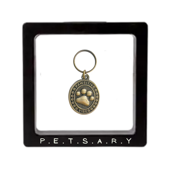 PAWSITIVE VIBES Engraving Pet Tag with a Floating Frame!