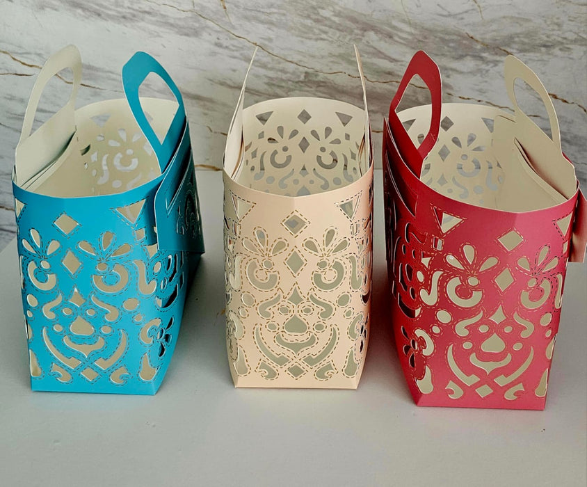 Multicoloured Festive Paper Gift Basket Hamper