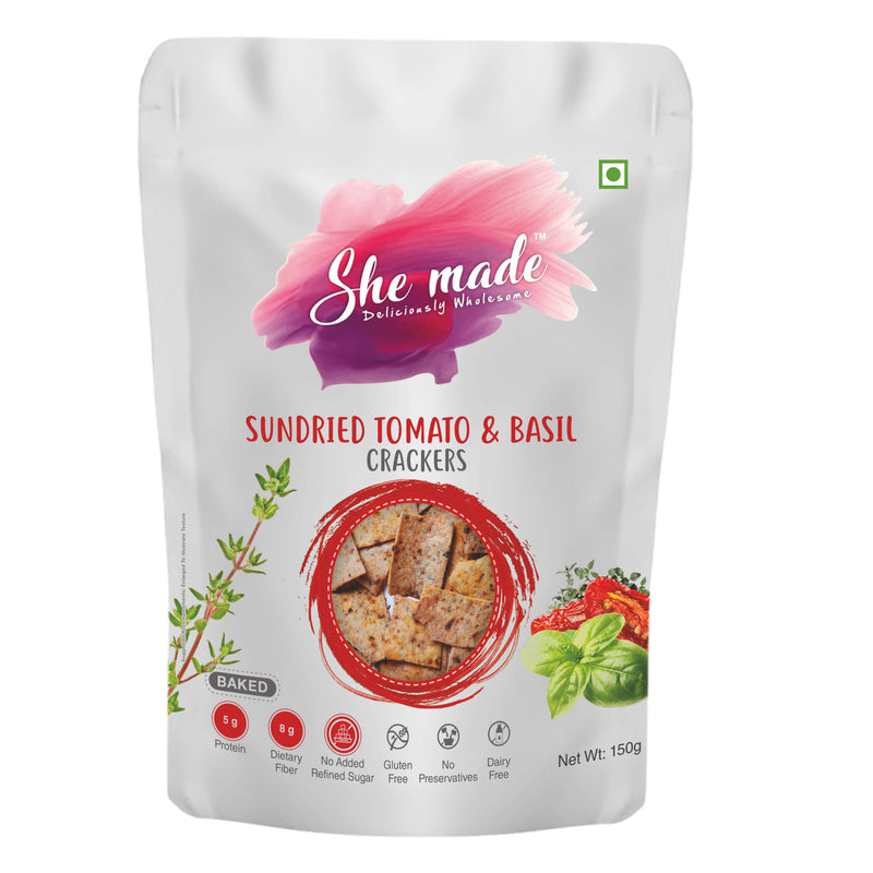 She Made Sundried Tomato & Basil Crackers 150g