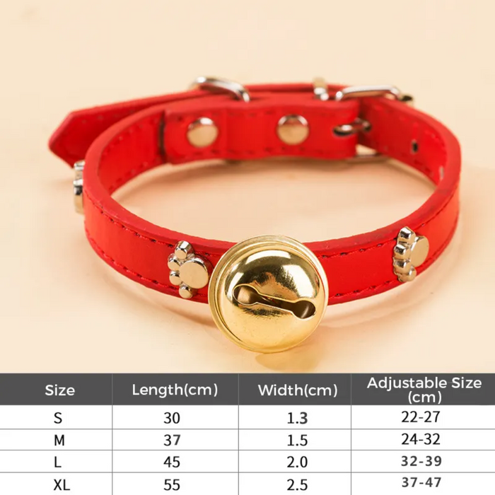 Exquisite PU Leather Cat/Dog Cow Bell Collar: Adorned with Bone Studs
