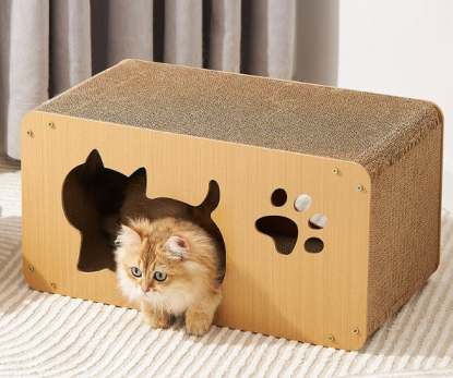 Enchanting Wooden Cat Scratcher & Nest