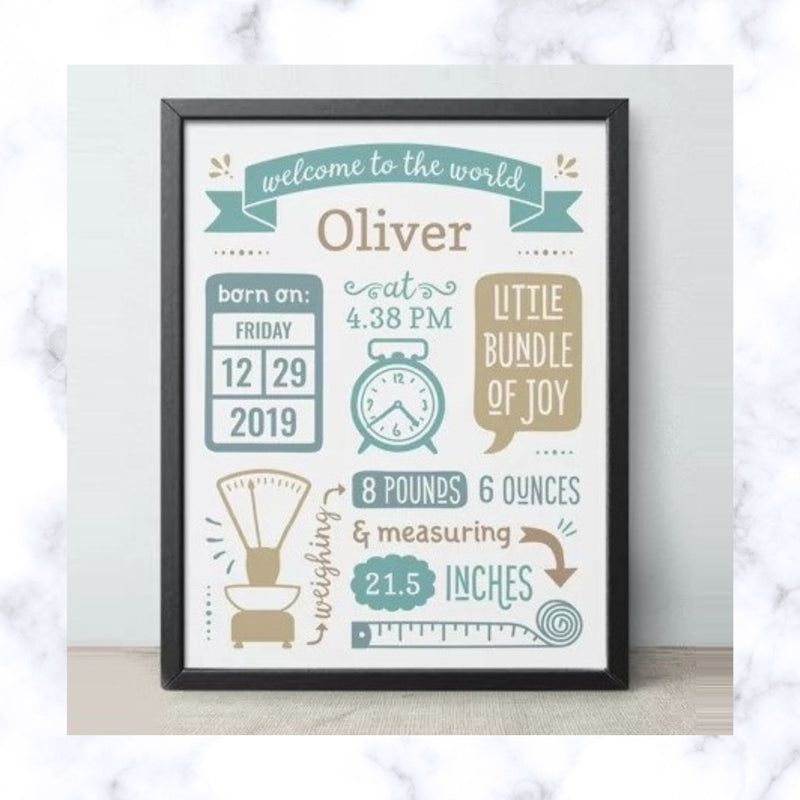 Personalised Baby Birth Frame | New Born Gift | Baby Gift