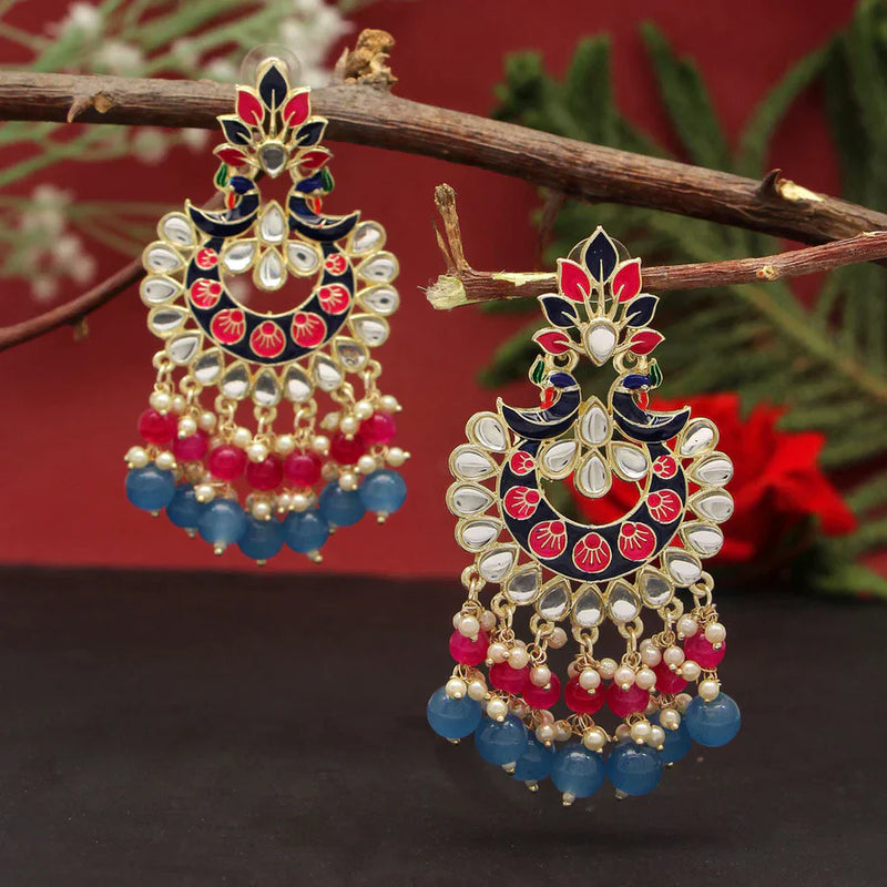 Blue Color Meenakari Earrings (MKE1785BLU) - Blue