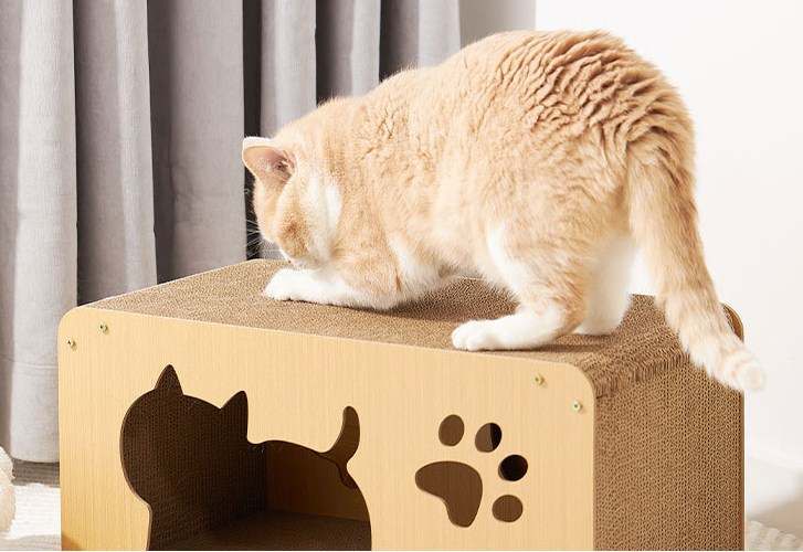 Enchanting Wooden Cat Scratcher & Nest