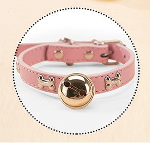 Exquisite PU Leather Cat/Dog Cow Bell Collar: Adorned with Bone Studs
