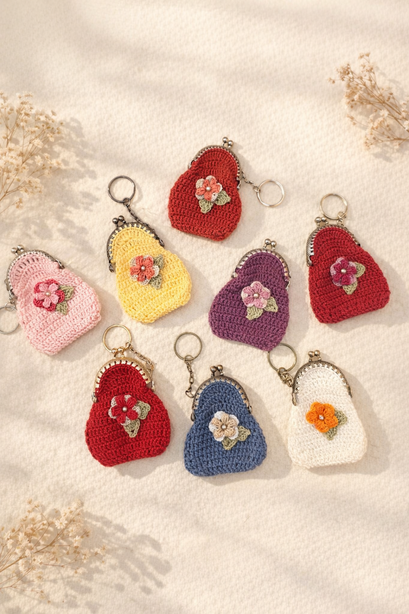 Chic Handcrafted Crochet Mini Bag with Bronze Clasp
