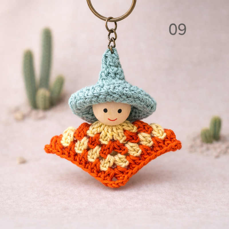 Vibrant Handcrafted Mexican Figure Bag Charm & Keyring