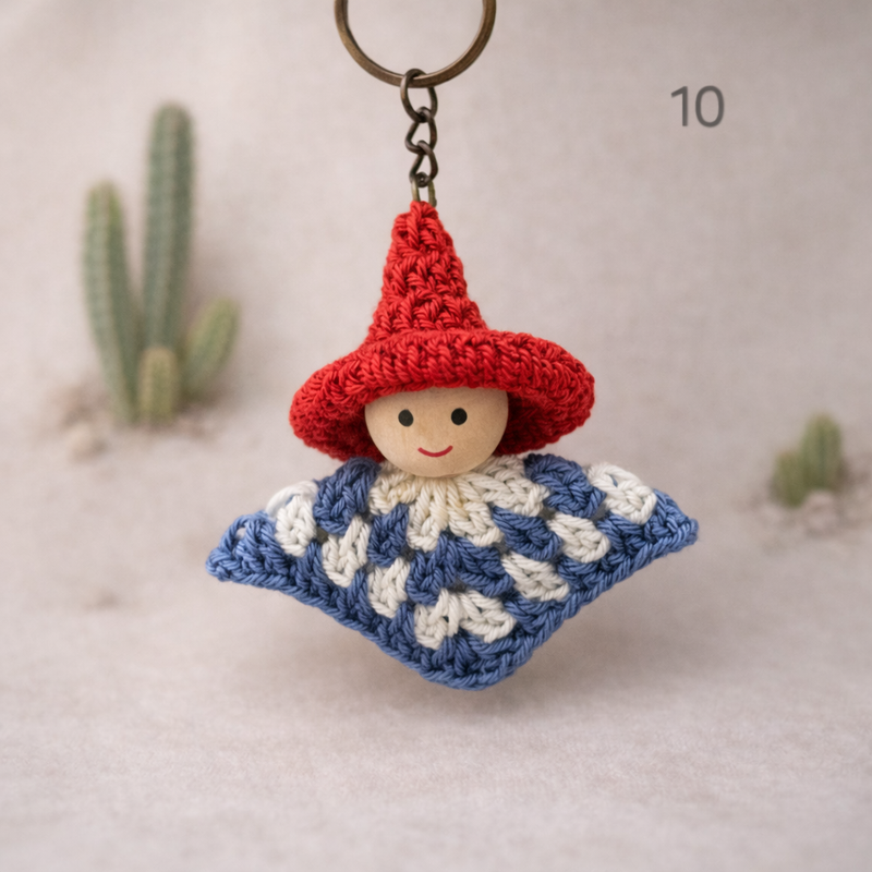 Vibrant Handcrafted Mexican Figure Bag Charm & Keyring