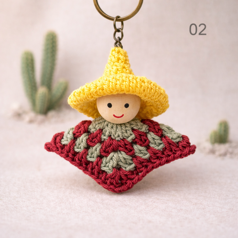 Vibrant Handcrafted Mexican Figure Bag Charm & Keyring