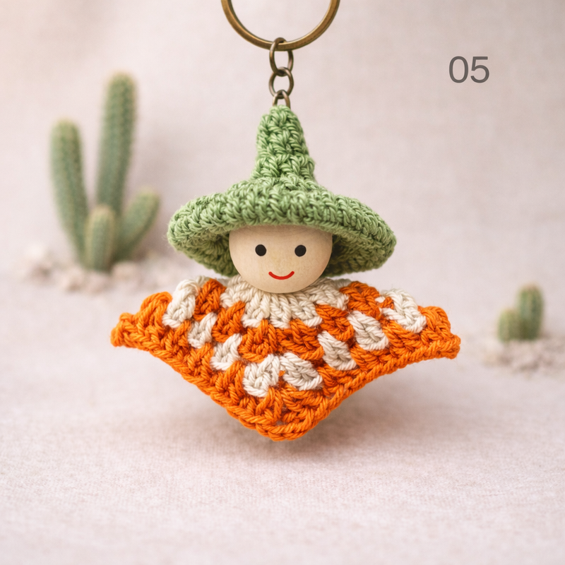 Vibrant Handcrafted Mexican Figure Bag Charm & Keyring