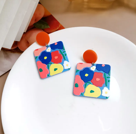 French irregular spell color earrings