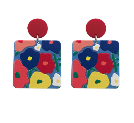 French irregular spell color earrings