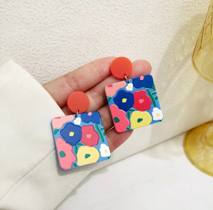 French irregular spell color earrings