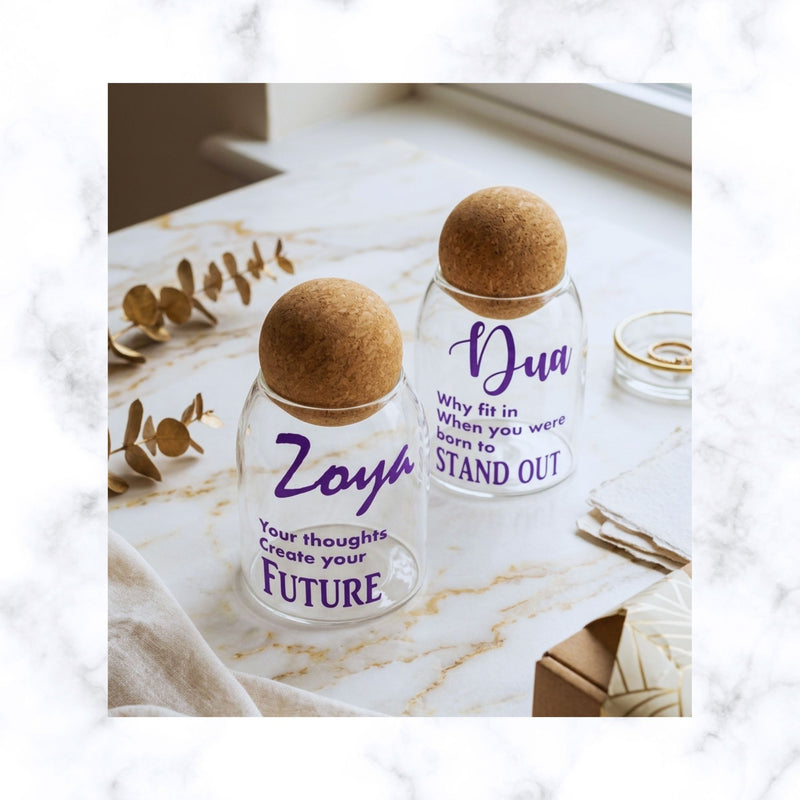 Personalized Message Jar with Cork Ball Lid