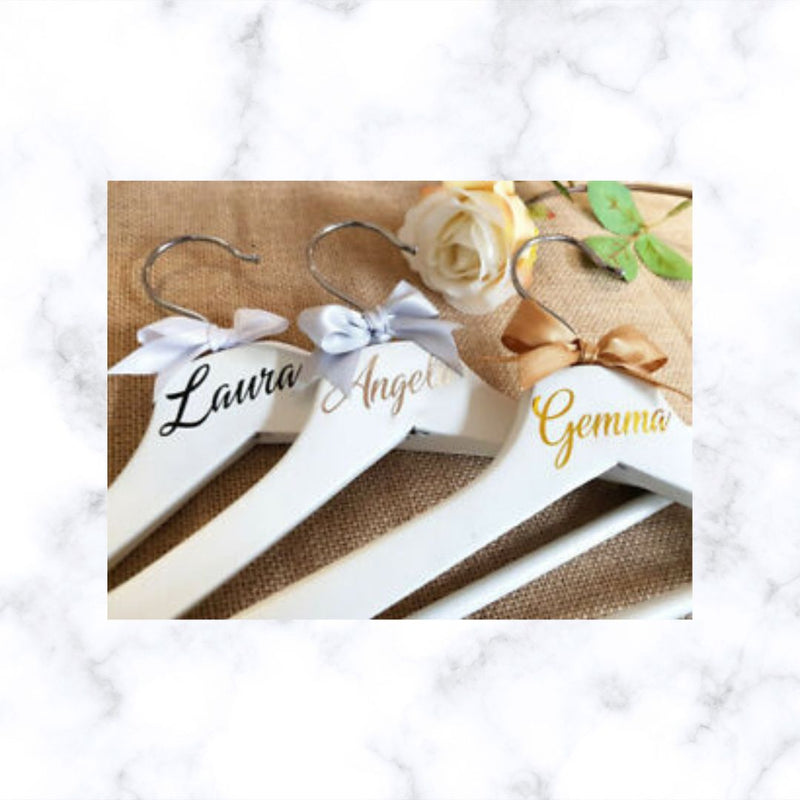 Personalized Vinyl Hangers for Weddings/ Bridal Showers/Bridesmaids/ New Born/ Graduation