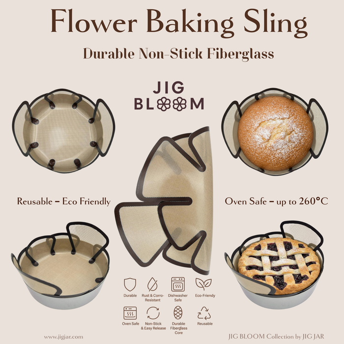 JIG BLOOM Floral Baking Set – 2 Piece (Round Sling + Flour Duster) 