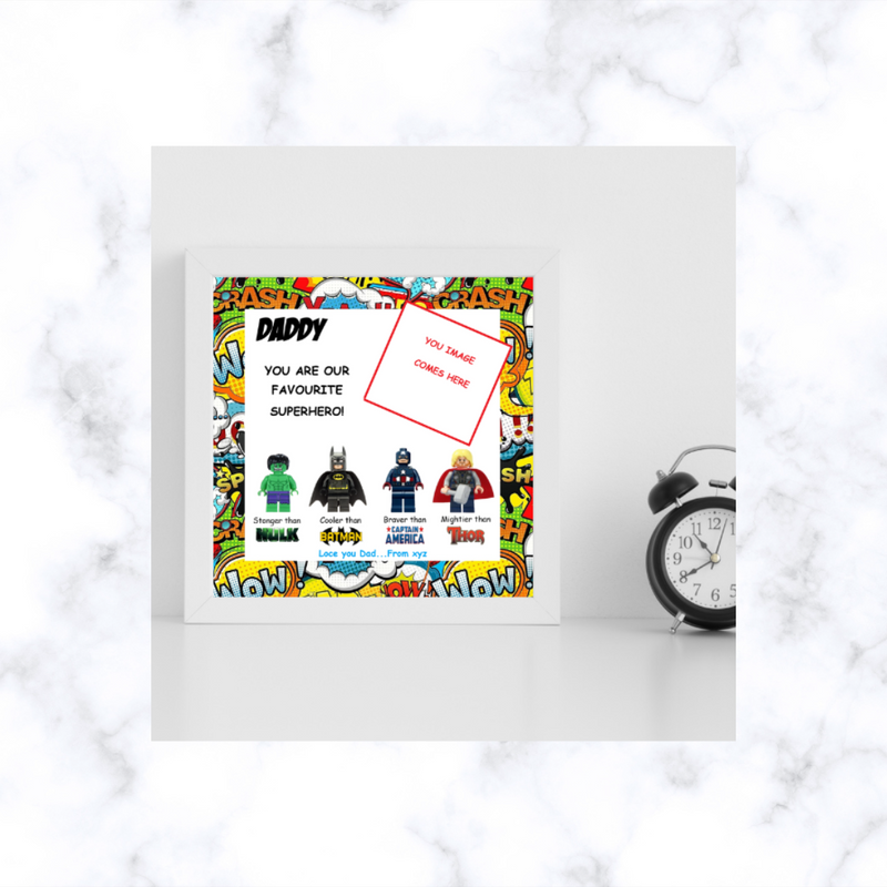 Lego Inspired Superhero frame | Father's day Gift | Gift for Him | Gift for Groom | Gift for Grandpa | Gift for Grand Father | Gift for Team Leader | Gift for Teacher | Graduation Gift | Promotion Gift