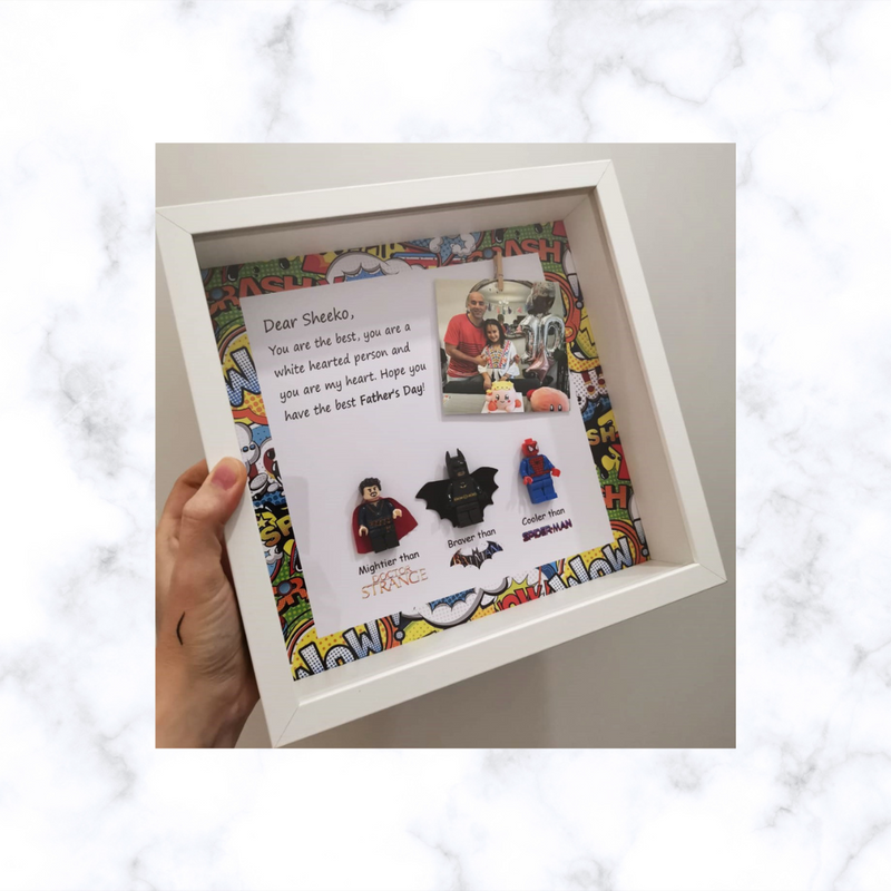 Lego Inspired Superhero frame | Father's day Gift | Gift for Him | Gift for Groom | Gift for Grandpa | Gift for Grand Father | Gift for Team Leader | Gift for Teacher | Graduation Gift | Promotion Gift
