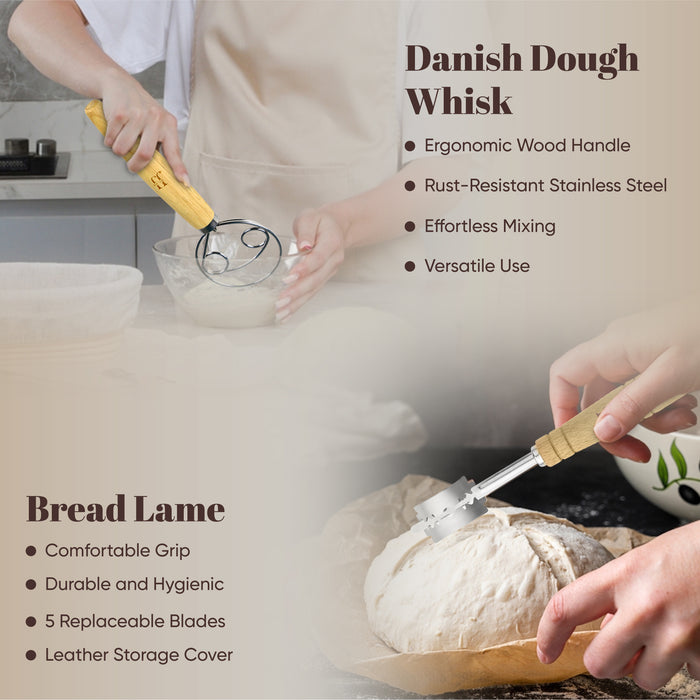 35 Piece Sourdough Starter Kit – Complete Bread Baking Set with Jar, Dough Tools, Proofing Basket, Pastry Mat, Whisk & Gift-Ready Packaging – White