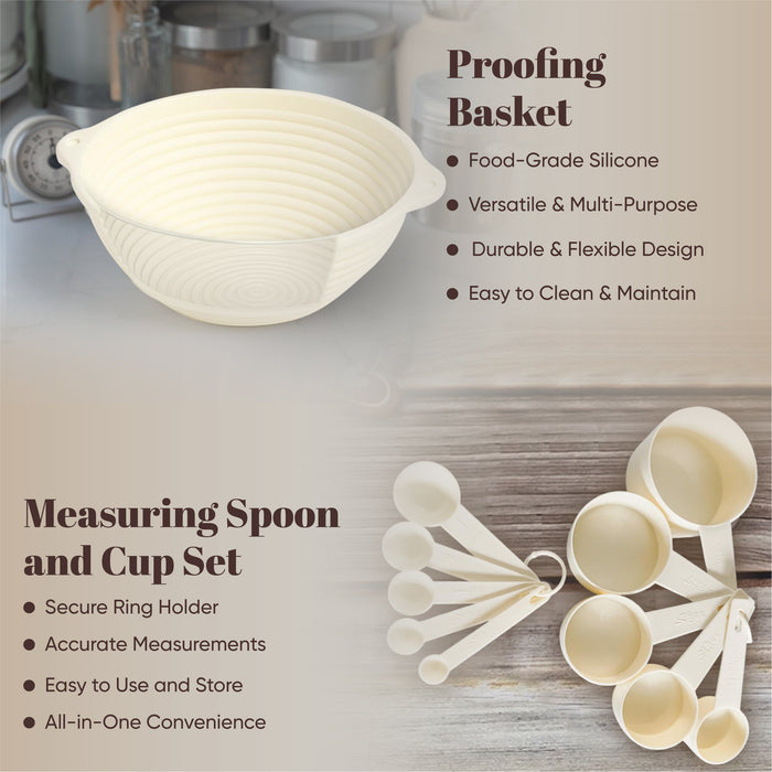 35 Piece Sourdough Starter Kit – Complete Bread Baking Set with Jar, Dough Tools, Proofing Basket, Pastry Mat, Whisk & Gift-Ready Packaging – White