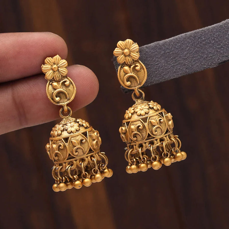 Gold Color Matte Gold Earrings (MGE242GLD) - Gold