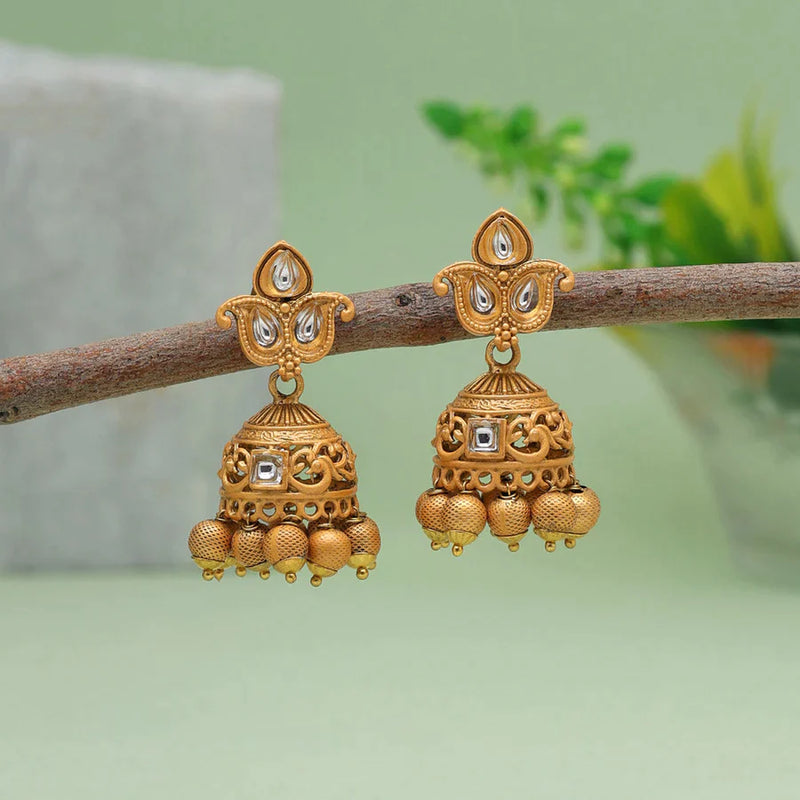 Gold Color Matte Gold Earrings (MGE240GLD) - Gold