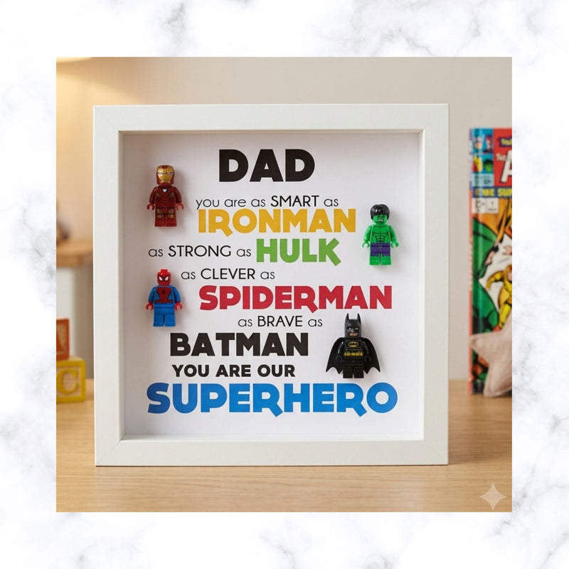 Lego Inspired Superhero frame | Father's day Gift | Gift for Him | Gift for Groom | Gift for Grandpa | Gift for Grand Father | Gift for Team Leader | Gift for Teacher | Graduation Gift | Promotion Gift